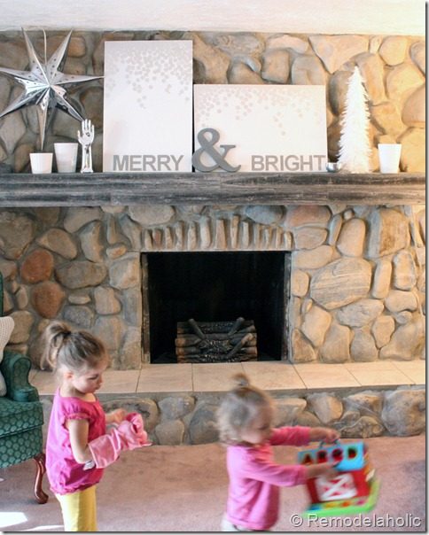 Christmas art canvas Merry and bright snow silver and white (17)