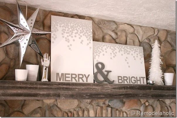 Christmas art canvas Merry and bright snow silver and white (21)