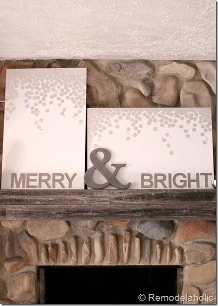 Christmas art canvas Merry and bright snow silver and white (20)