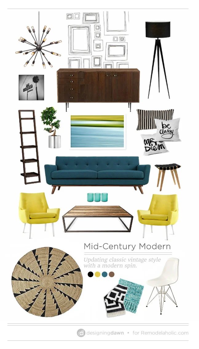 Making Mid-Century Modern – Designing Dawn for Bekob.com #midcenturymodern #moodboard