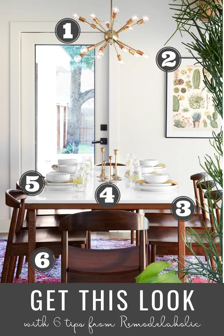 Get This Look: Mid-Century Modern Fixer Upper Dining Room From The Safe Gamble House #getthislook #Bekob
