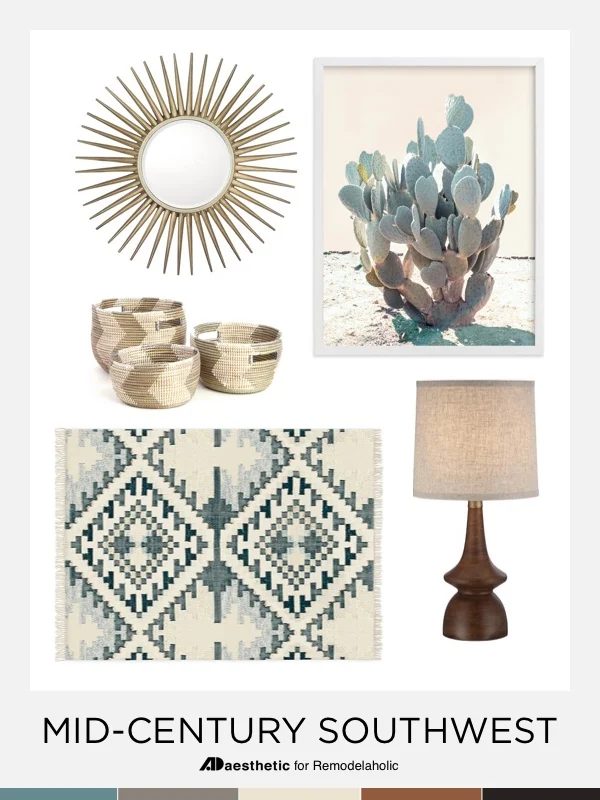 Explore a striking, comfortable combination of styles with this Southwestern Mid-Century Mashup mood board. Plenty of inspiration plus tips for making it work in your home from AD 