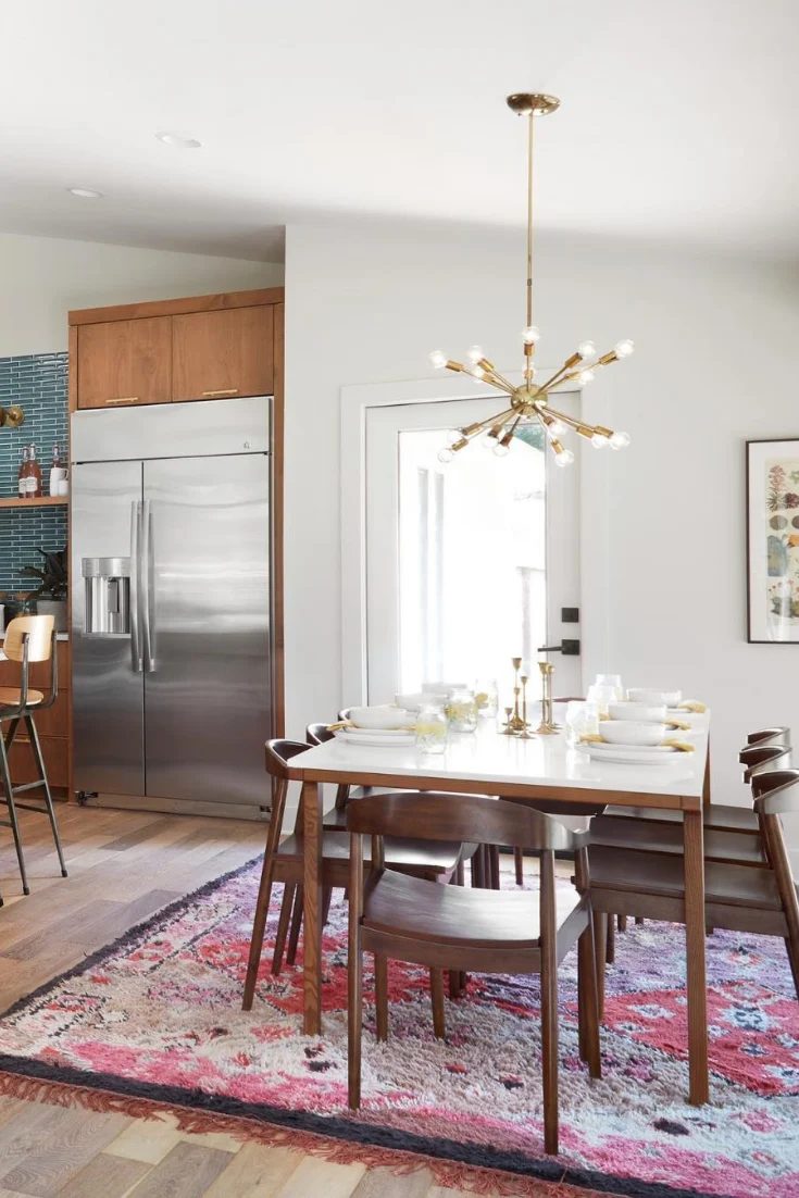 Get This Look: Mid-Century Modern Dining Room via Fixer Upper, The Safe Gamble House