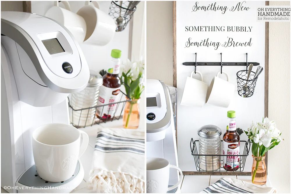 Space-Saving Mini Coffee Bar Sign and Organizer