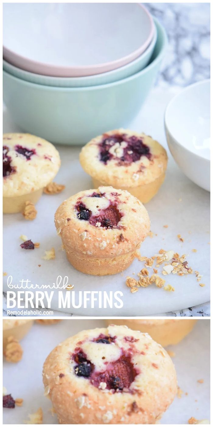 well fitted For Breakfast, Brunch, Or A Snack. Delicious Buttermilk Berry Muffins Recipe Via Bekob.com