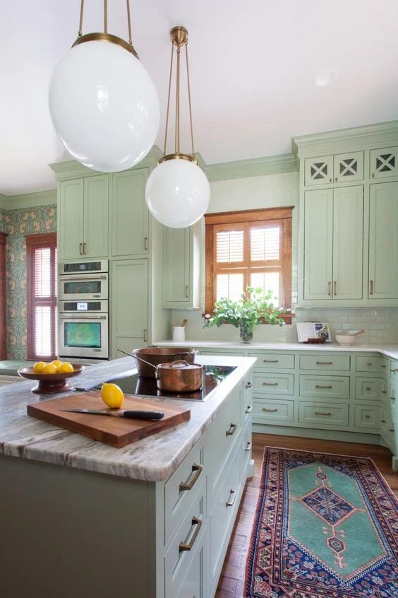 Mint and Copper Kitchen Inspiration | Image Source: HGTV Photo Credit: Erin Williamson