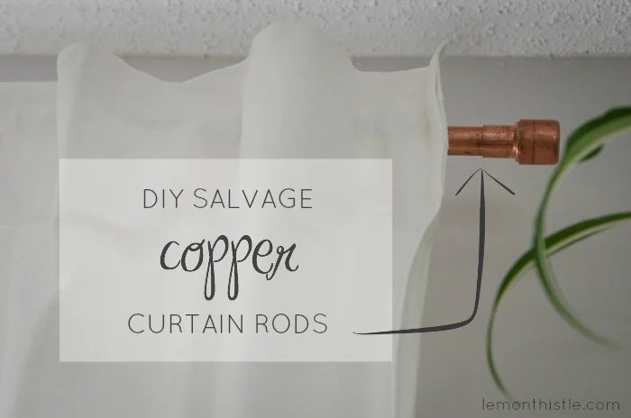 Salvaged Copper Pipe Curtain Rod, Lemon Thistle on Bekob