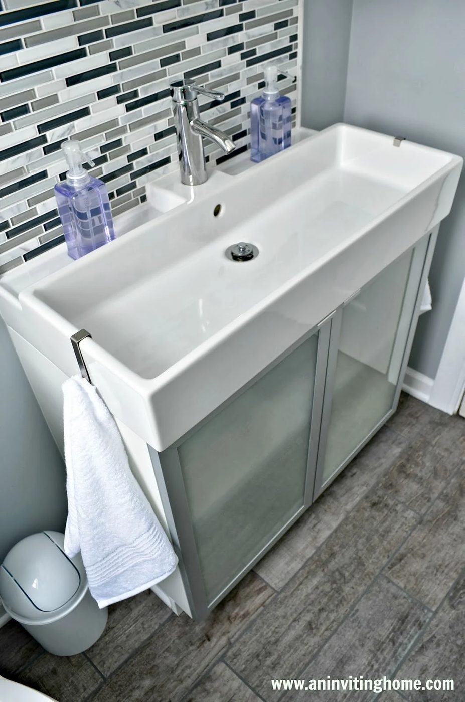 striking and functional modern family bathroom, An Inviting Home on Bekob