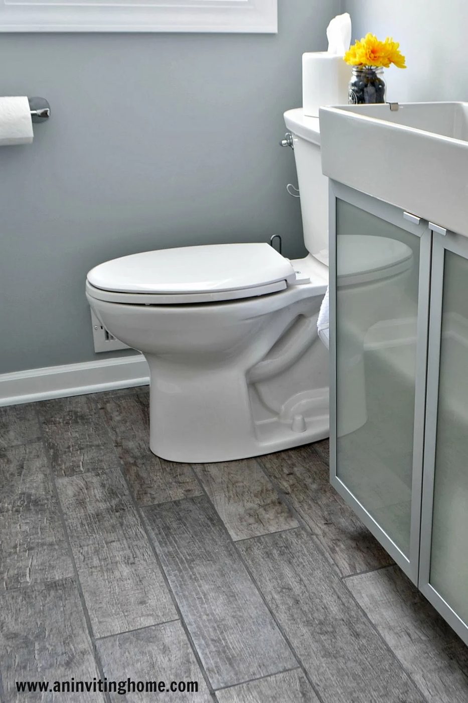 modern bathroom update with porcelain wood tiles, An Inviting Home on Bekob