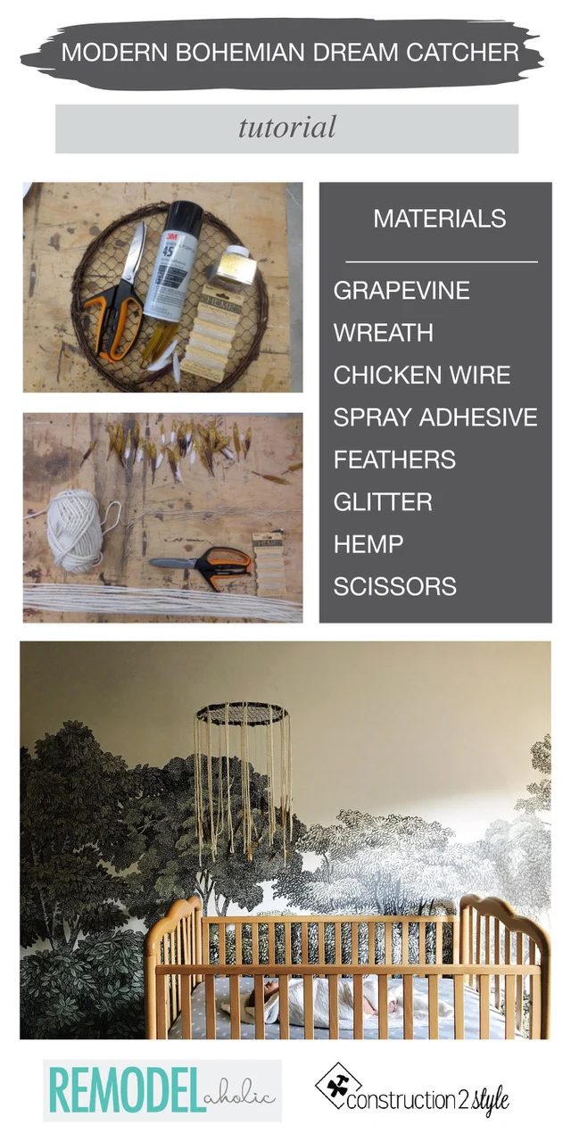 Make an straightforward modern bohemian dream catcher nursery mobile with this step by step Handmade walkthrough