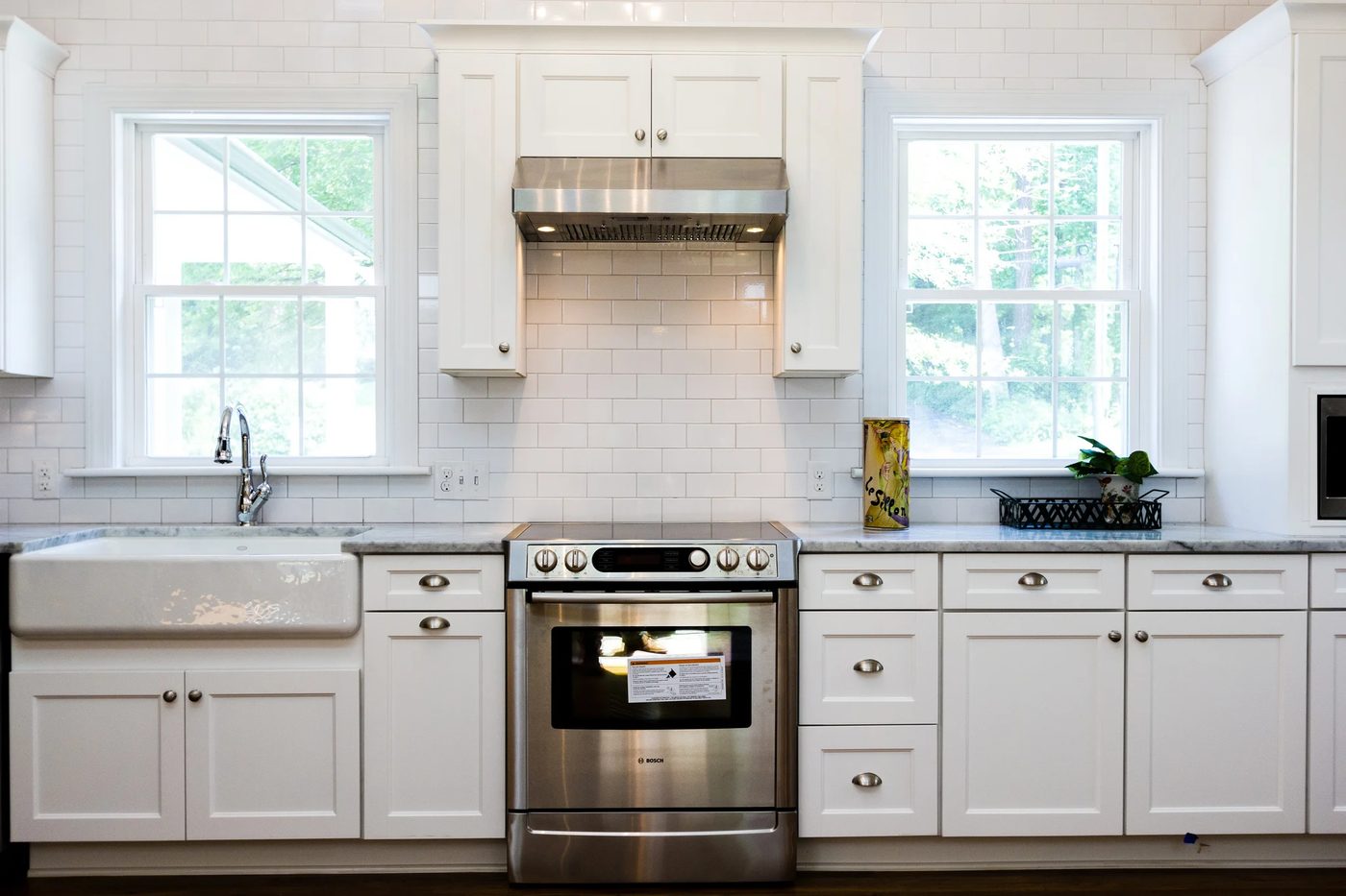 6 renovated kitchen with white subway tile marble and farmhouse sink, Cobblestone DG on Bekob