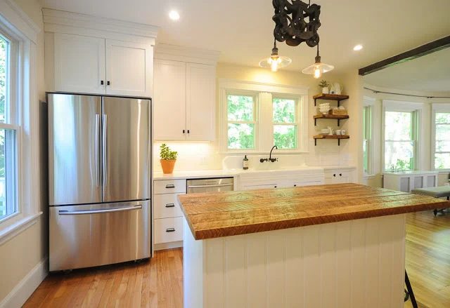 2 Kitchen Remodel, After, With Repurposed Wood And Open Shelves, By SoPo Cottage Featured On @Bekob