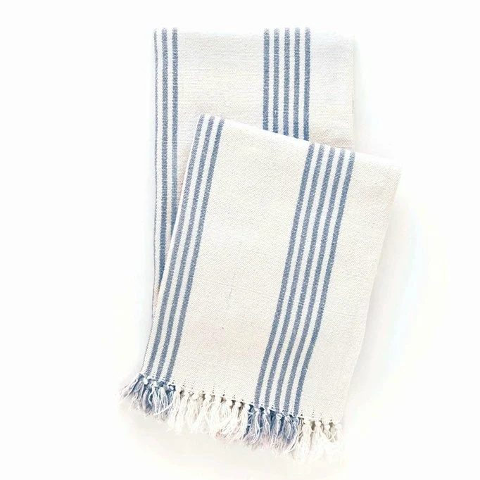 Modern Coastal Bedroom Blue Striped Throw Blanket
