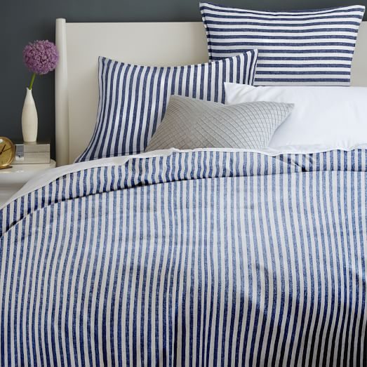 Modern Coastal Bedroom Blue Stripe Duvet