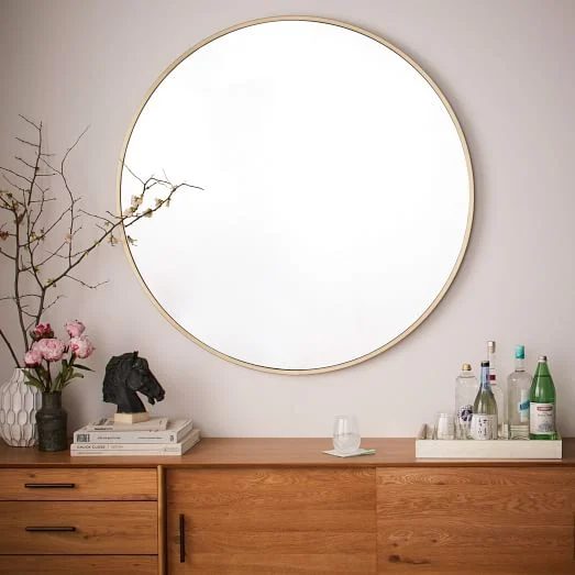 Modern Coastal Bedroom Round Mirror