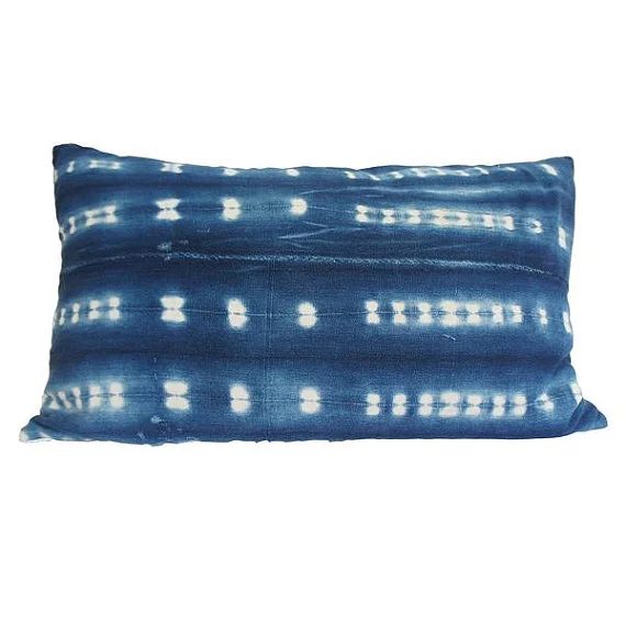 Modern Coastal Bedroom Indigo Dyed Pillow