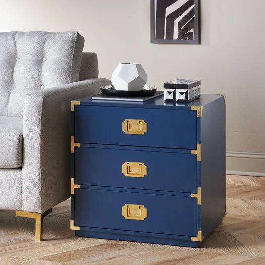 Modern Coastal Bedroom Blue Campaign Chest