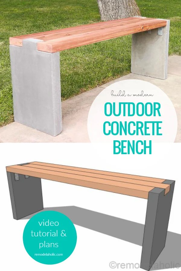 How To Build A Modern Outdoor Handmade Concrete Bench With Redwood Bench Seat, Video walkthrough And Plans Bekob