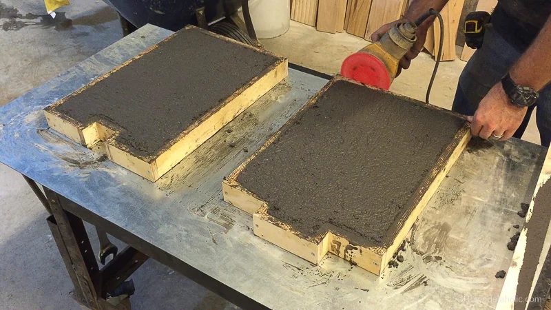 how to pour concrete bench legs and sides for a redwood bench seat