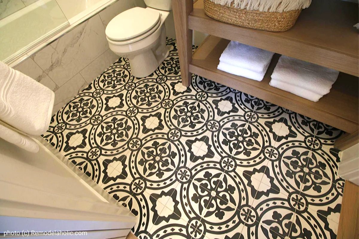 Get This Look Modern Farmhouse Bathroom Design Mosaic Floor Tile