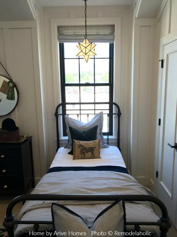 Striped Bedding And Horse Throw Pillows In Boys Bedroom, Arive Homes And Brandalyn Dennis Design, 2018 Utah Valley Parade Of Homes, Featured On Bekob