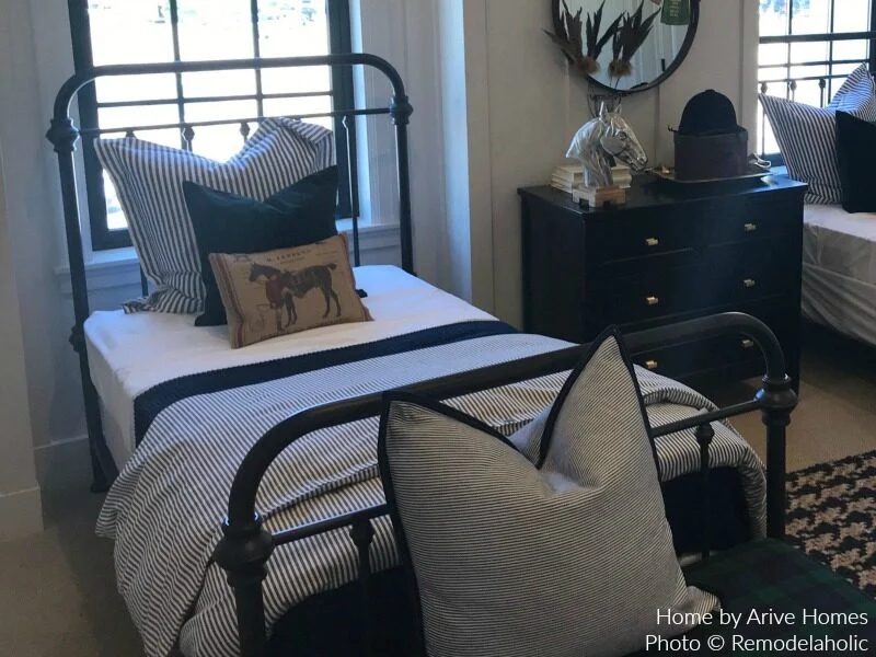 Get This Look: Modern Farmhouse Equestrian-Themed Shared Boys’ Bedroom
