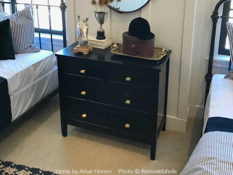 Black Dresser Nightstand In Equestrian Themed Boys Bedroom, Arive Homes And Brandalyn Dennis Design, 2018 Utah Valley Parade Of Homes, Featured On Bekob