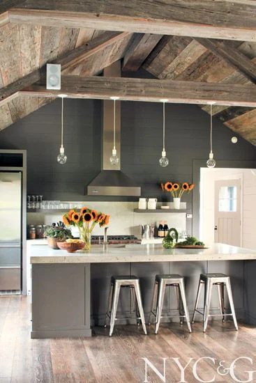 open beams for modern farmhouse kitchen