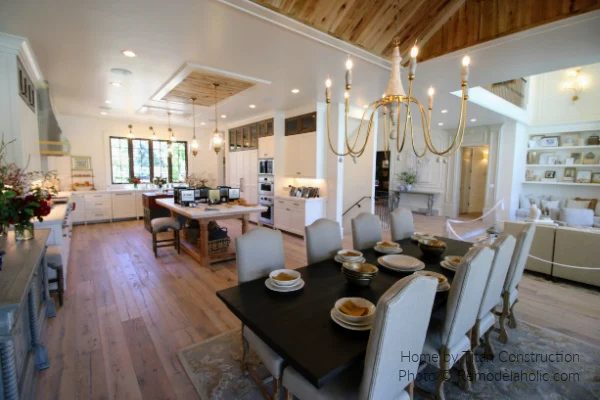 Modern Farmhouse Kitchen options, Two Tone Cabinets White And Wood Ceiling Accent, UV19 H21 Titan Bekob