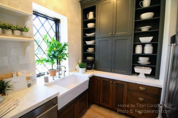 Modern Farmhouse Kitchen options, Two Tone Cabinets Gray And Wood, UV19 H21 Titan Bekob