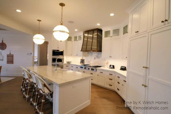 White Farmhouse Kitchen options With Copper Metal Hardware Lighting Accents, SG19 H24 Bekob