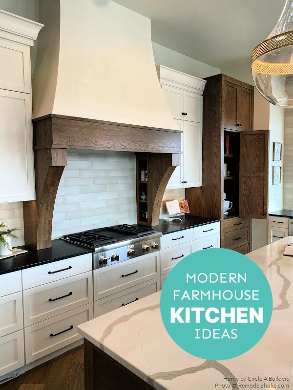 Modern Farmhouse Kitchen options 38 White Range Hood With Wood Corbel Supports And Storage Bekob