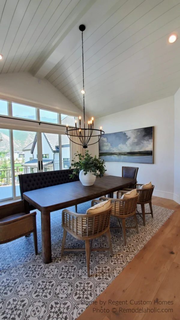 Modern Farmhouse Kitchen Dining Room options Plank Ceiling Iron Candle Chandelier UV21 H01 Bekob