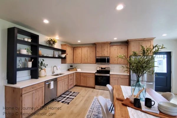 Black Open Shelves Wood Cabinets Modern Farmhouse Kitchen options UV21 H05 Bekob