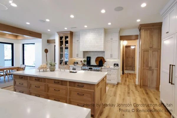Wood And White Cabinets Marble Coutnertops, Modern Farmhouse Kitchen options SG22 H12 Bekob