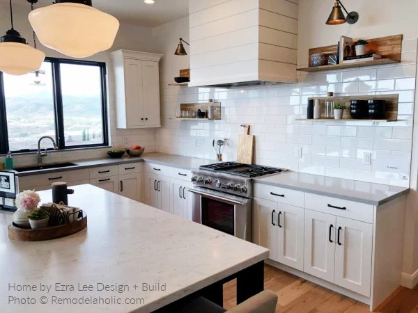 A White Modern Farmhouse Kitchen options Gray Countertops Marble Island UV18 H28 Bekob