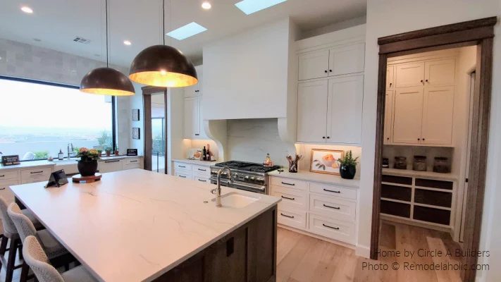 White Cabinets With Wood Trim, Modern Farmhouse Kitchen options, SG22 H02 Bekob