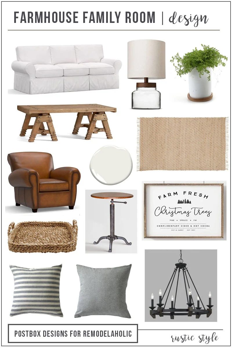 Postbox Designs: $1200 Modern Farmhouse Family Room Design, Farmhouse Family Room Makeover