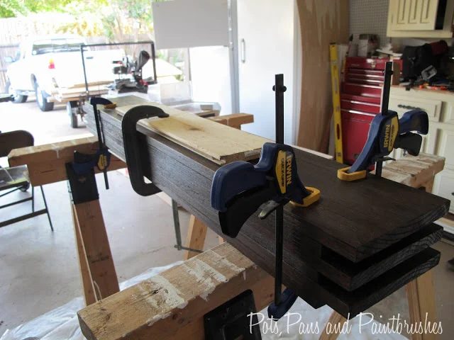 clamping the modern floating mantel shelf