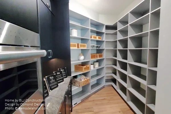 Kitchen Design options, All Black Kitchen With Gray Marble Countertop Big Pantry, Bekob UVPH21 H19