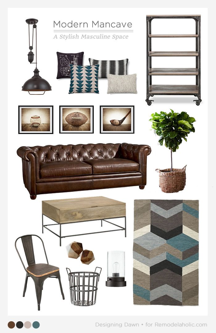 Creating a modern man cave. Love this rustic industrial masculine space!