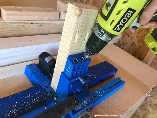 Handmade Modern Rustic Console Table, Drilling Pocket Holes, MyLove2Create