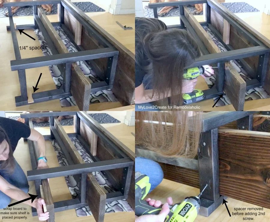 Handmade Modern Rustic Console Table, How To Attach Shelves On Media Console, MyLove2Create