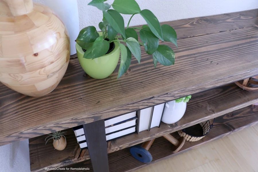 Handmade Modern Rustic Console Table, Top Shot Of Diy Console Table, MyLove2Create
