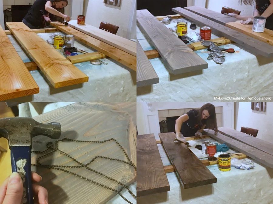 Handmade Modern Rustic Console Table, Finishing Wood With Layered Stain, MyLove2Create