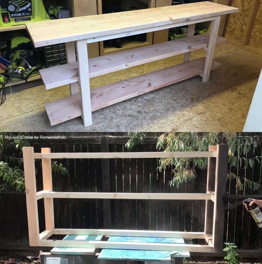 Handmade Modern Rustic Console Table, Dry Fit And Spray Painting Base, MyLove2Create