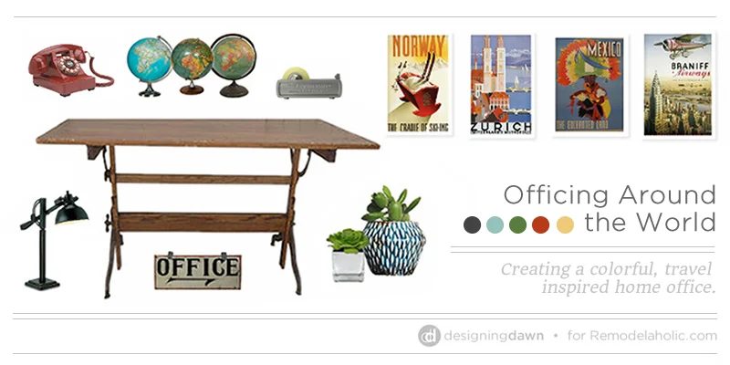 Officing Around the World – Creating a colorful, travel-inspired home office