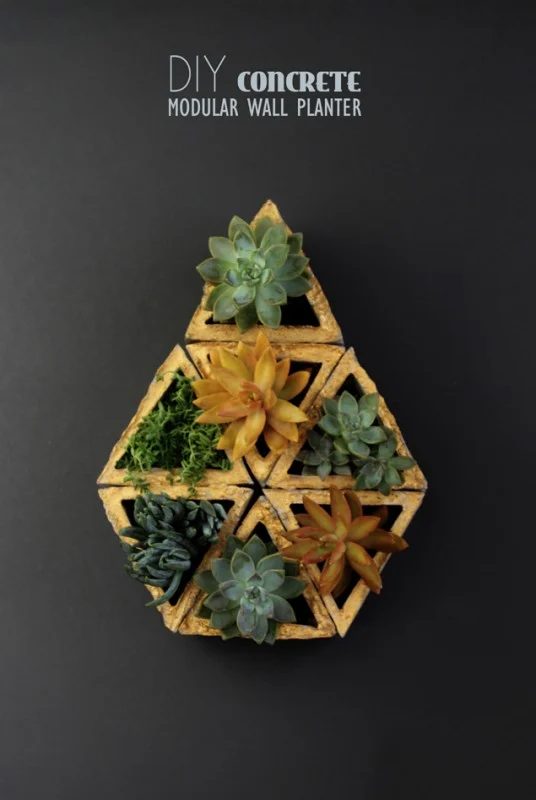 handmade modular concrete wall planter
