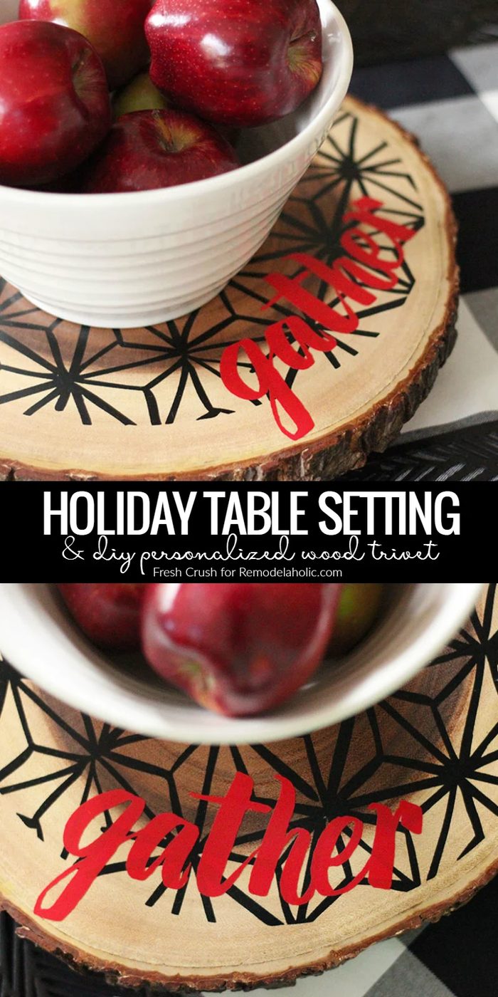 Dress up your holiday table setting with this straightforward personalized Handmade wood trivet