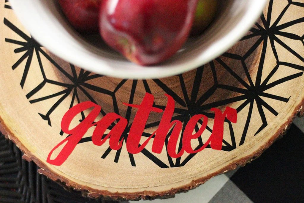 Modern Wood Trivet with Vinyl for a Holiday Table Setting